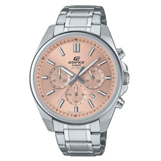 CASIO 卡西歐(EFV-650D-4AV) EDIFICE 碼錶計時 三眼 不鏽鋼腕錶-粉