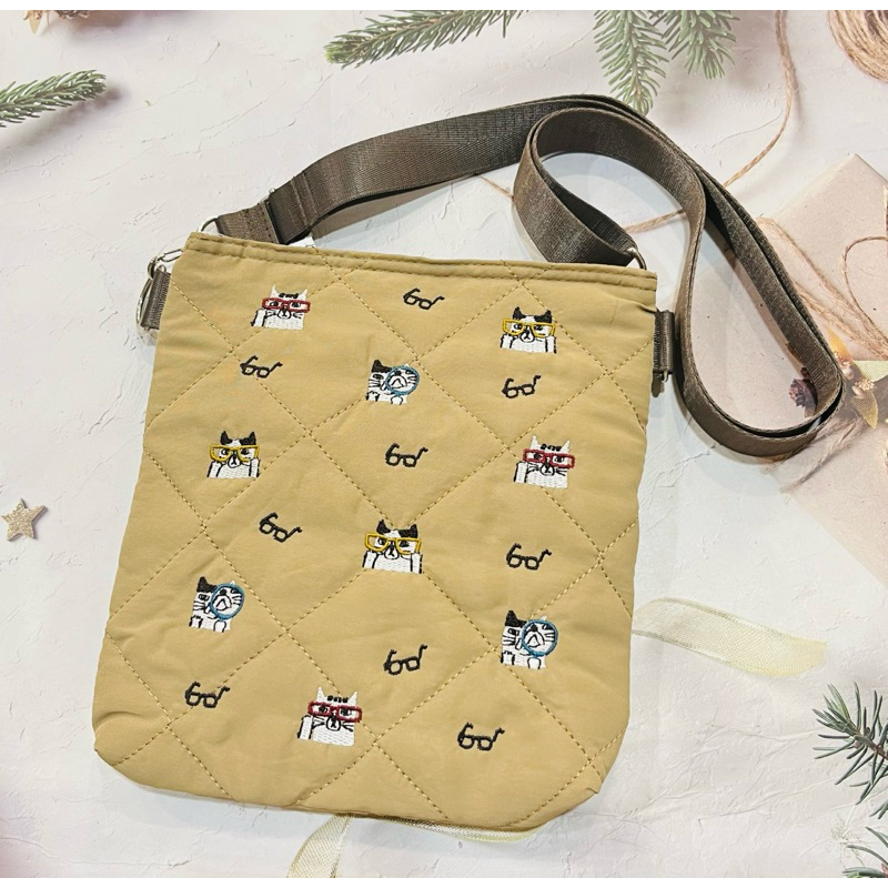 日本Nekomaruke 眼鏡貓貓丸刺繡貓咪手提包