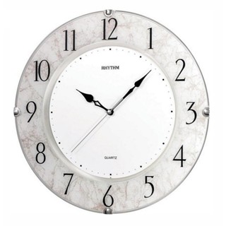 RHYTHM CLOCK 日本麗聲大理石紋鐘面滑動式秒針靜音掛鐘 型號：CMG400NR03【神梭鐘錶】