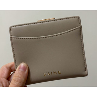 S'AIME 東京企劃 真皮對折短夾 淺灰色（全新）