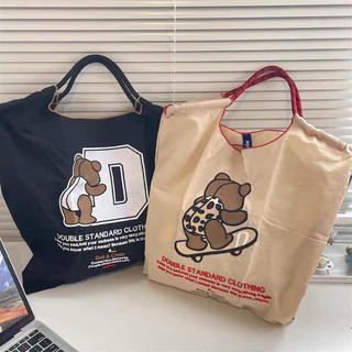 日本代購ball&chain刺繡 字母熊🐻 挎帆布包購物袋通勤包包