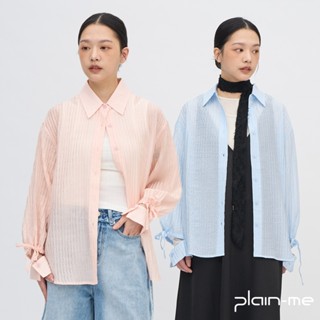 plain-me [SAAKO 皺紗] 條紋襯衫 襯衫 長袖 上衣 女裝 [SAA3314-251]