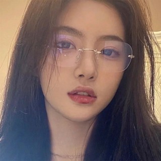 眼鏡 無框眼鏡 純鈦鏡框 眼鏡架 眼鏡框 無邊框眼鏡 女生眼鏡 方框眼鏡 素顏眼鏡 無度數 眼鏡女 女生眼鏡 042
