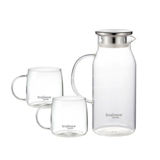 【康寧密扣Snapware】淨漾直身耐熱玻璃1壺2杯組/1750ml