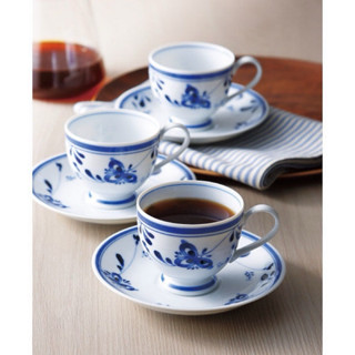 🇯🇵日本進口 陶彩 Blue Leaf Lightweight❇️咖啡杯盤組/花茶