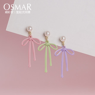 絢彩家【OSMAR】優雅蝴蝶結 無耳洞黏貼式耳環 附10對貼紙補充包 垂墜式