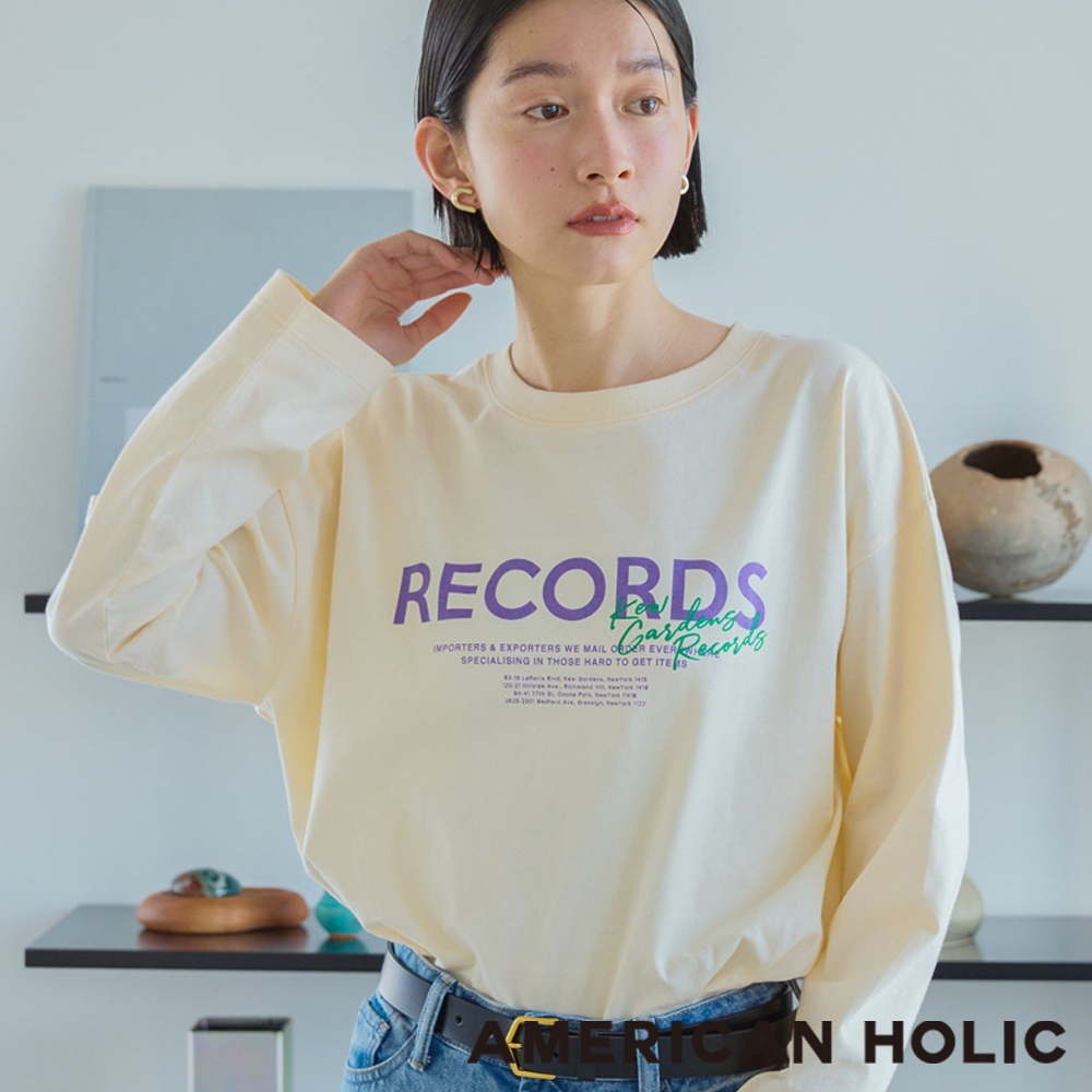 AMERICAN HOLIC 前後標誌印花長版T恤(0H000193700)