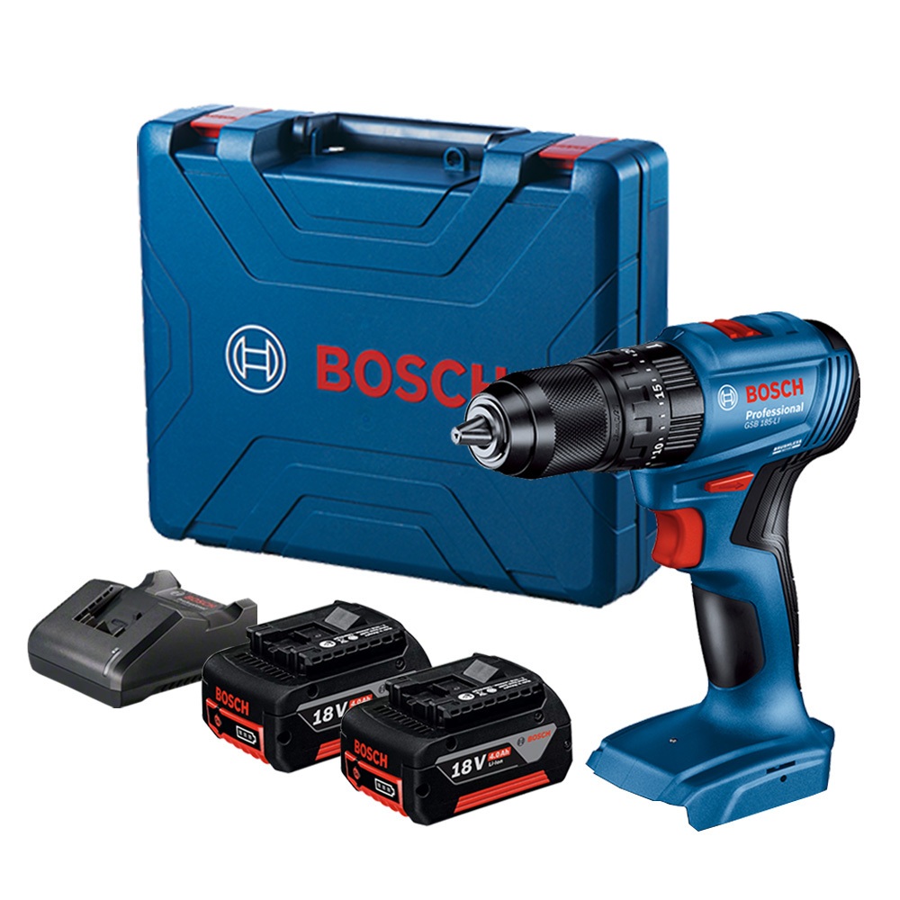 BOSCH博世 18V鋰電免碳刷震動電鑽/起子機 GSB 185-LI (2.0Ah電池*2)