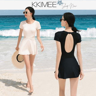 KKimee╭＊【現貨】簡約美背泳衣【短袖+平口褲】【SH56】泳裝連身比基尼 遊泳衣 bikini 大尺碼 2XL