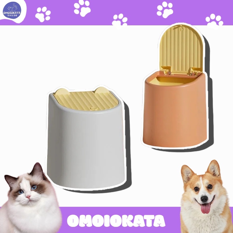 OMOIOKATA 迷你垃圾桶 帶蓋垃圾桶 貓屎垃圾桶 貓砂垃圾桶 裝貓糞便防翻防臭神器便袋寵物貓厠所
