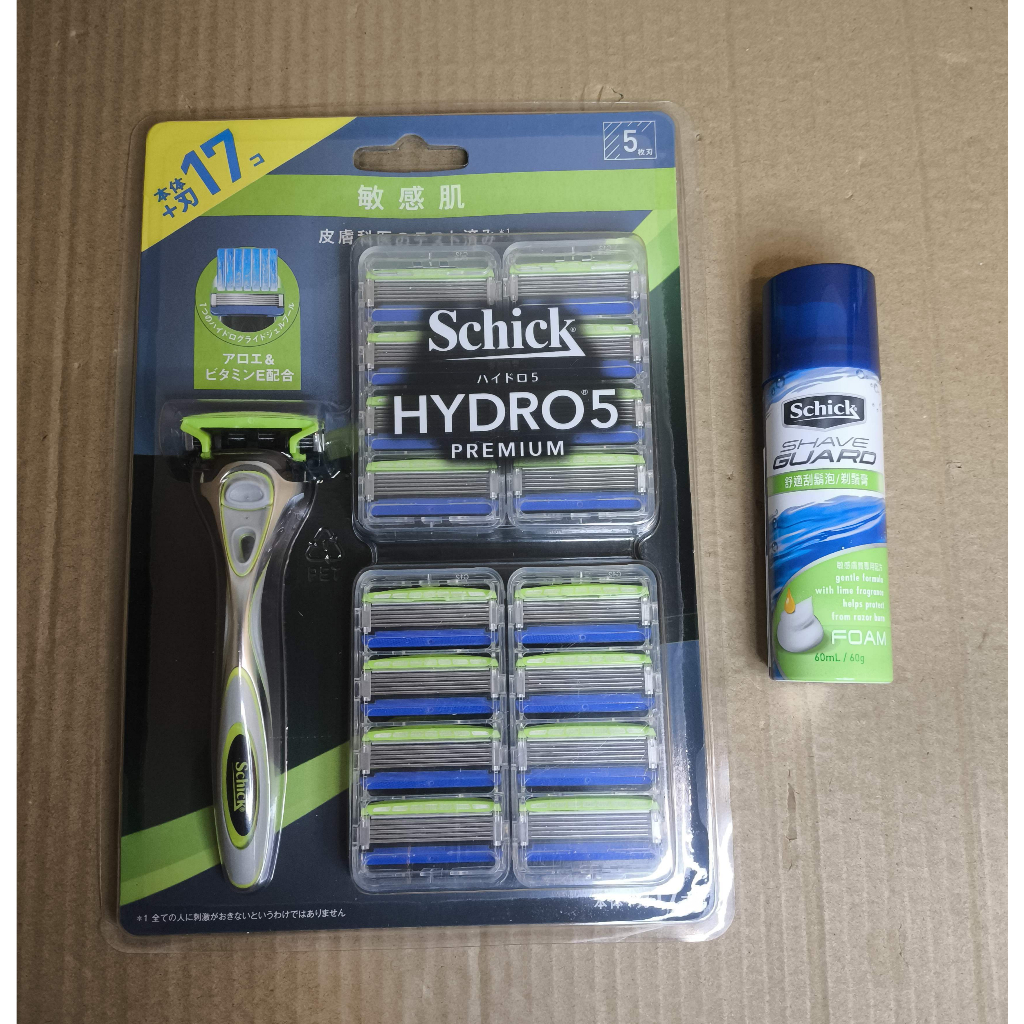 Schick 舒適牌 水次元5 PREMIUM 刮鬍刀 (刀把1入+刀片17入)  加贈刮鬍泡60g