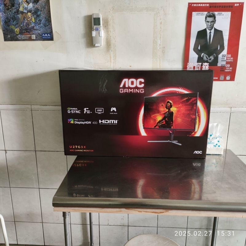 高雄字曲7400 全新未拆aoc u27g3x 27吋4k 160hz ips電競螢幕 dp hdmi3年保