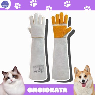 OMOIOKATA 寵物防咬手套 寵物捕捉手套 手背護盾 防抓防咬 寵物安全手套 寵物洗澡神器 牛皮手套 防撕咬 牛皮