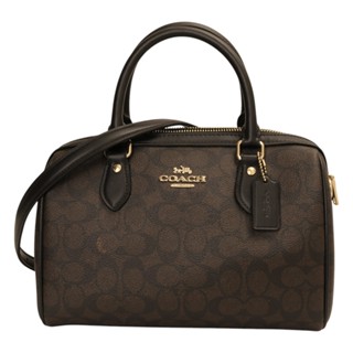 COACH- ROWAN 防刮Logo 兩用波士頓包(可可棕x黑)