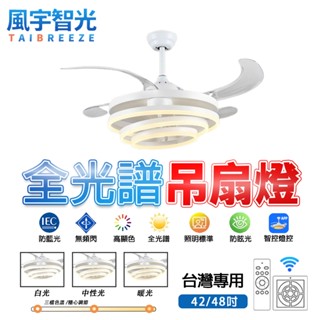 【風宇智光】吊扇燈 風扇燈 三色調光 隱形吸頂吊扇燈 遙控 輕奢簡約臥室隱形風扇燈 吊扇燈具 吊燈風扇 靜音 定時