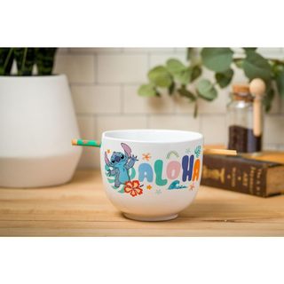 預購590mL🚀正貨🚀美國迪士尼史迪奇stitch泡麵碗 湯碗 陶瓷 餐碗 碗 筷子 湯匙Silver Buffalo
