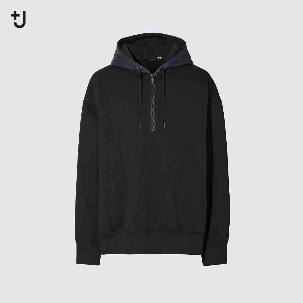 現貨 UNIQLO +J 男裝 +J DRY休閒半開襟連帽上衣 445156 S 黑色 JIL SANDER 優衣庫