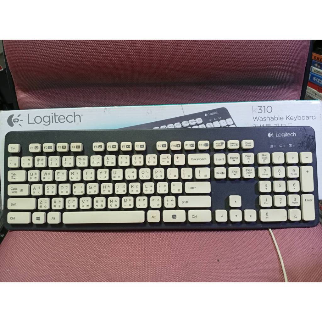 絕版良品 輕微泛黃 LOGITECH 羅技K310可水洗 USB鍵盤 雷射印刷 隨插即用 防水鍵盤