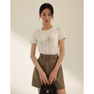 CHIC A SPACE 品牌LOGO棉質上衣(白/咖啡) 女裝 現貨