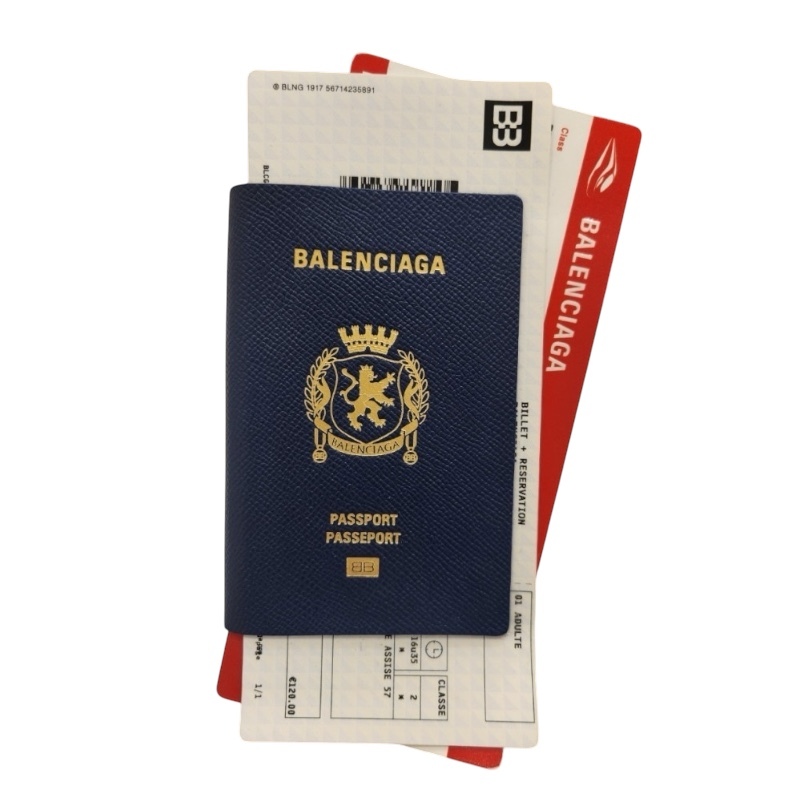 Balenciaga 787777 Passport 及票根壓印長夾 藍色