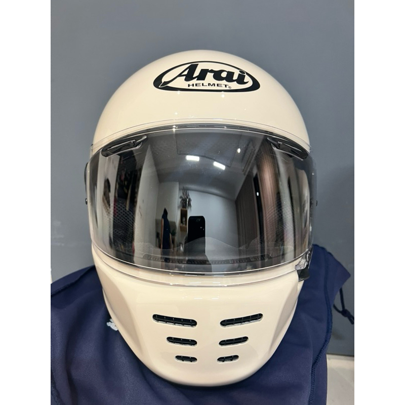 二手 Arai 米白色素色 日本製 復古經典全罩式安全帽