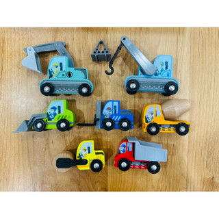 二手近新 木製軌道工程車 7入組 木製軌道玩具 汽車玩具 木製玩具