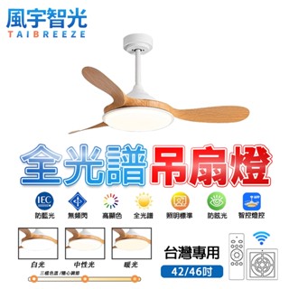【風宇智光】吊扇燈 風扇燈 全光譜吊扇燈 現代簡約客廳臥室吊扇 變頻木紋風扇燈 LED吸頂電扇燈 遙控 靜音 正反轉