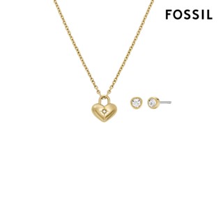 【FOSSIL 官方旗艦館】Sadie 璀璨愛心項鍊耳環禮盒組-金色 JF04881SET