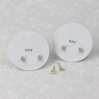 ｜OSEWAYA｜tiny・璀璨三鑽耳環 金色 銀色 玫瑰金 日本飾品 日本製造