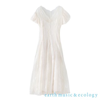earth music&ecology 鑲線蕾絲V領洋裝(0S000002800)