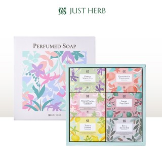JustHerb香草集 花植香氛皂6入禮盒(附禮盒提袋)鳶尾白茶/蜜柚鐵觀音/煙燻伯爵/和柚茉莉/黑皮諾雪松/玫瑰香蹤