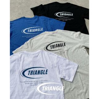 【三角先生】自訂款 獨家 自創 品牌 TRIANGLE 流線 運動 情侶 純棉 美式 百搭 字母 短袖 上衣 短T T恤
