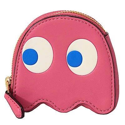 《可刷卡分期、可議價》COACH PAC-MAN 小精靈造型粉紅色零錢包 內裡有破損 不影響使用 粉色