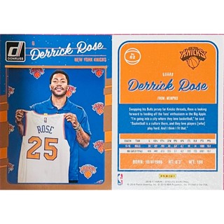 DERRICK ROSE NBA 2016-17 PANINI DONRUSS #62 尼克隊 飆風玫瑰 籃球卡