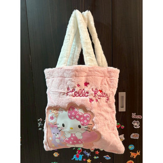 毛絨款單肩包，無嘴貓hello kitty