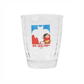 正版 蠟筆小新 春日部 小新 復古格紋玻璃杯 250ml 玻璃杯 蠟筆小新杯子 水杯 飲料杯 杯子 CY006
