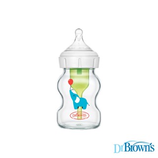 美國【Dr.Brown's布朗博士】零負壓導流寬口玻璃奶瓶150ml-大象款 媽媽好婦幼用品連鎖