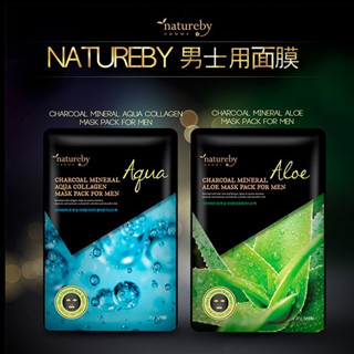 韓國 NatureBy 木炭礦物男士面膜 25ml 蘆薈/水性膠原【快速出貨】男生專用 木炭淨化 礦物深層清潔 舒緩保濕