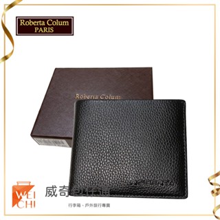 【Roberta Colum諾貝達】男用皮夾 短夾 專櫃皮夾 進口軟牛皮短夾(黑色24006)【威奇包仔通】