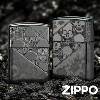 ZIPPO 驚悚骷髏防風打火機 高拋光黑冰機身 雷射工藝 精緻雕刻 驚悚魅力 強烈個性和藝術感 終身保修 46751