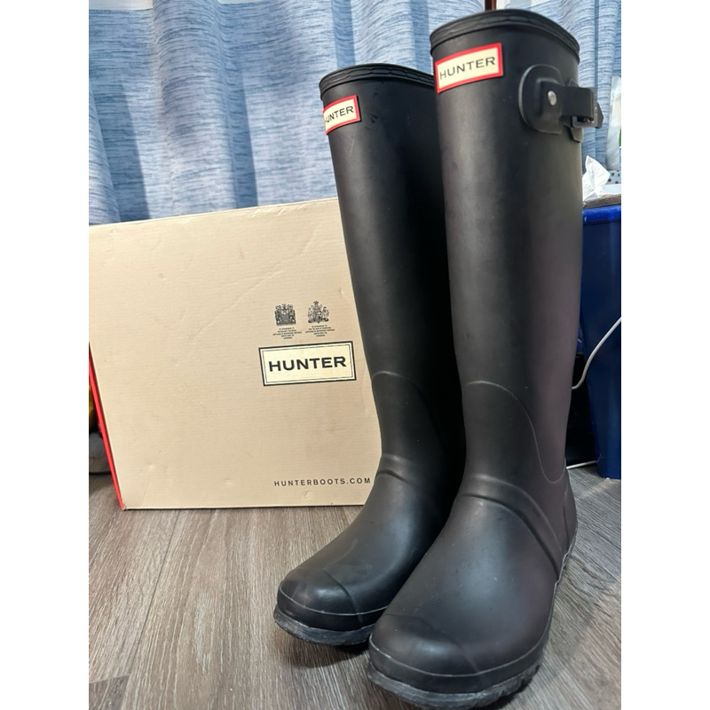 【二手正品】HUNTER 黑色長筒雨靴 經典霧面款 附鞋盒｜英國品牌雨鞋