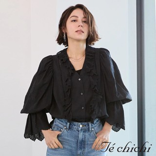 Te chichi 精緻蕾絲刺繡荷葉造型糖果袖襯衫/上衣(0F000580410)