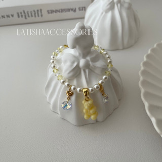 ♡Latisha acc ♡新品特價🚀🇰🇷韓國GD小熊 訂製 腮紅 小熊 珍珠施華洛世奇水晶手鍊 18K電鍍 手鍊手環