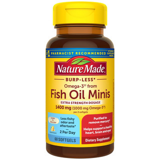 「迷你魚油」萊萃美 超強效 Omega-3 魚油 1400mg 60顆 檸檬味 EPA+DHA NatureMade