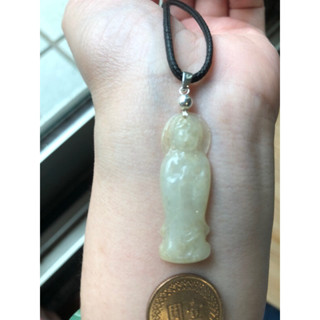 🌸小禾翡翠🌸 緬甸玉天然A貨翡翠玉墜 冰種 冰黃 站姿 觀音 觀世音 觀音菩薩