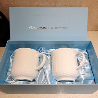 全新 WEDGWOOD x LEXUS 限量聯名編織紋2入陶瓷白色馬克杯咖啡杯茶杯 英式編織籃浮雕骨瓷對杯禮盒