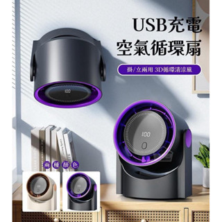 USB充電空氣循風扇 、掛式/立式兩用，3D迴圈清涼風