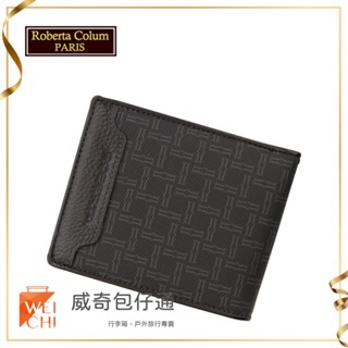 【Roberta Colum諾貝達】男用皮夾 短夾 專櫃皮夾 進口牛皮配乳膠短夾 (28904-黑色)【威奇包仔通】