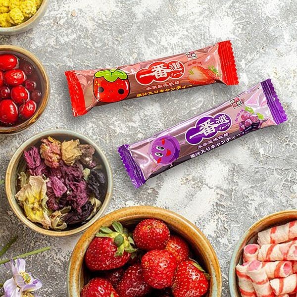 AJI OKASHI 味覺百撰 優Q鮮一番選 水果風味 軟糖 (14g) 草莓 葡萄 糖果 【小三美日】DS026053