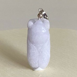 【採霏】天然緬甸玉A貨 翡翠 冰糯種紫色腰纒萬貫一鳴驚人(蟬)玉墜（附贈：扣頭）